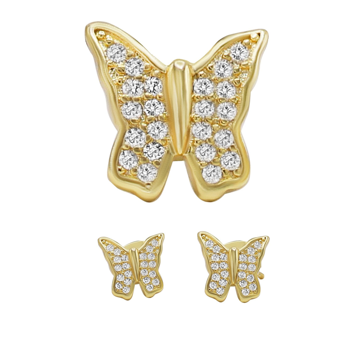 Butterfly shaped cubic zirconia stud earrings by JB Jewelry