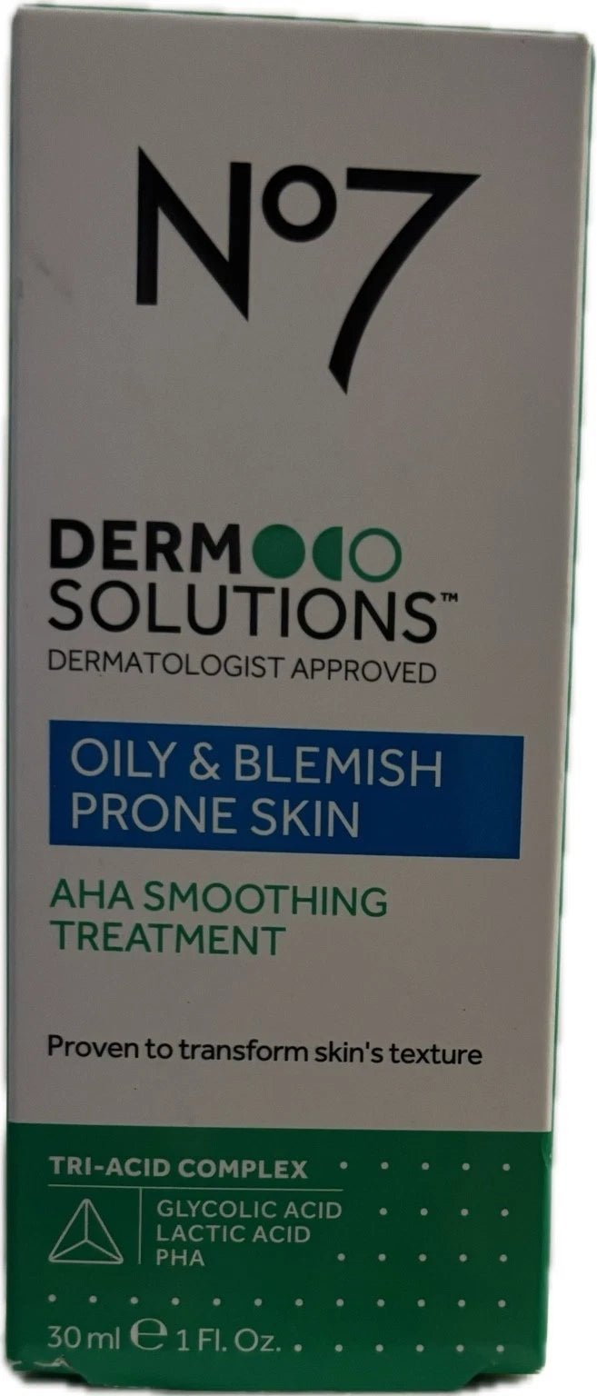 No7 Derm Solutions AHA Smoothing Treatment Oily Blemish Skin 1 oz New — photo 1