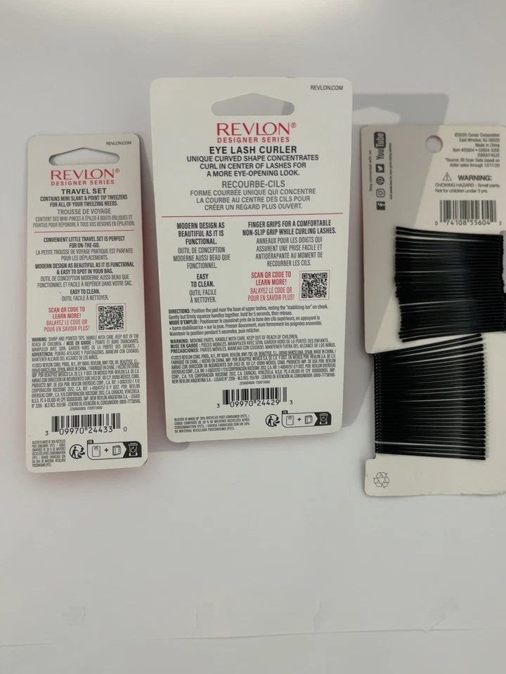 Revlon Tweezers Eyelash Curler Conair Bobby Pins 3 Piece Beauty Tool Set — photo 2