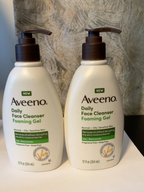 Aveeno Daily Face Cleanser Foaming Gel 12 fl oz Oat Niacinamide 2 Pack New — photo 1