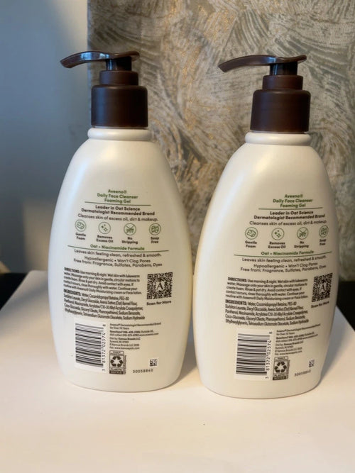 Aveeno Daily Face Cleanser Foaming Gel 12 fl oz Oat Niacinamide 2 Pack New — photo 2