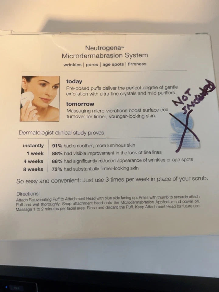 Neutrogena Microdermabrasion System Applicator & Head [NO PUFFS] Open Box Tested — photo 3