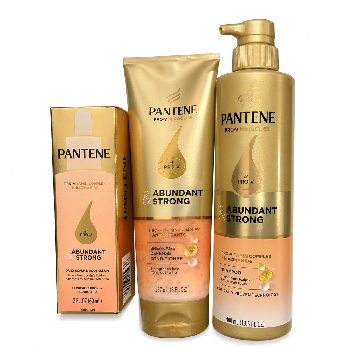 Pantene Pro-V Abundant & Strong 3-Piece Set Shampoo Conditioner Serum New — photo 1