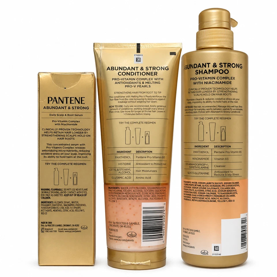 Pantene Pro-V Abundant & Strong 3-Piece Set Shampoo Conditioner Serum New — photo 2