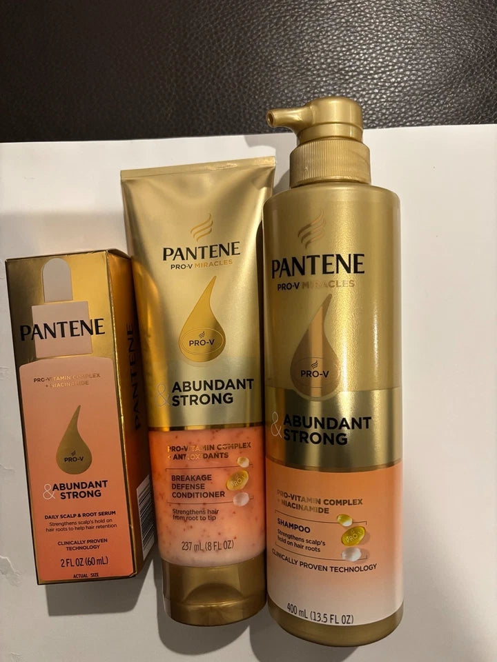 Pantene Pro-V Abundant & Strong 3-Piece Set Shampoo Conditioner Serum New — photo 3
