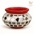 PureChoice Beauty red rim Asian mirror mosaic clay decorative pot