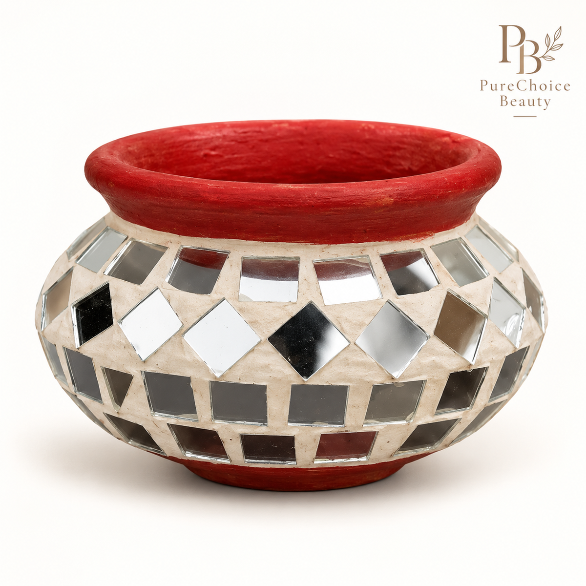 PureChoice Beauty red rim Asian mirror mosaic clay decorative pot